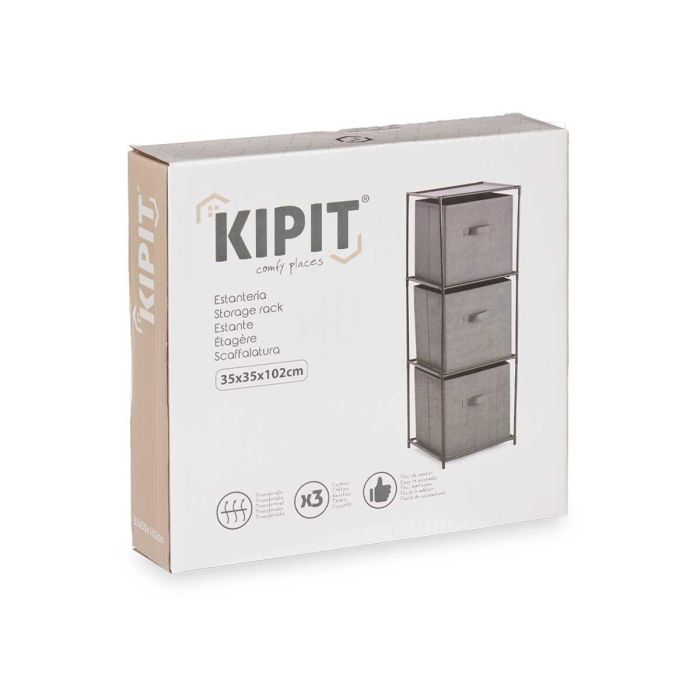 Estanteria 3 Cajones Tnt Gris Kipit 32x7x32cm (6 Unidades) 2 Estanteria 3 Cajones Tnt Gris Kipit 32x7x32cm (6 Unidades) 2