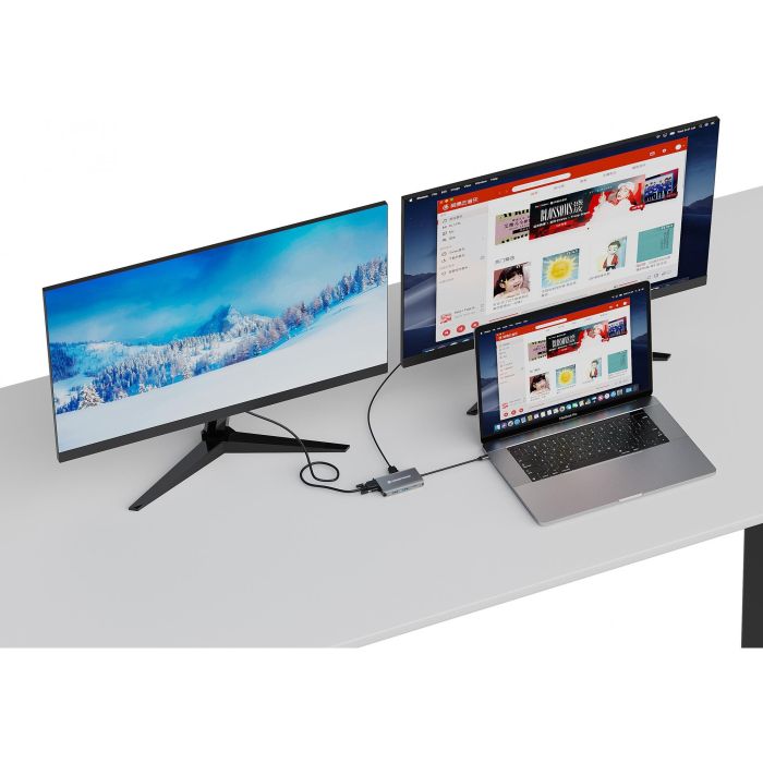 Conceptronic DONN21G Docking Station 7 en 1 USB-C a HDMI 4K, VGA, LAN GbE, USB 3.0 x3, PD 100W, Gris 5