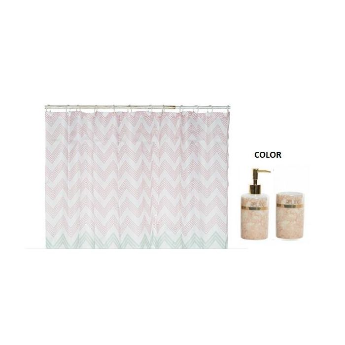 DKD Home Decor Cortina Glam Melocotón Poliéster 180x180 cm Pack 6 Unidades Colección Mármol Glam