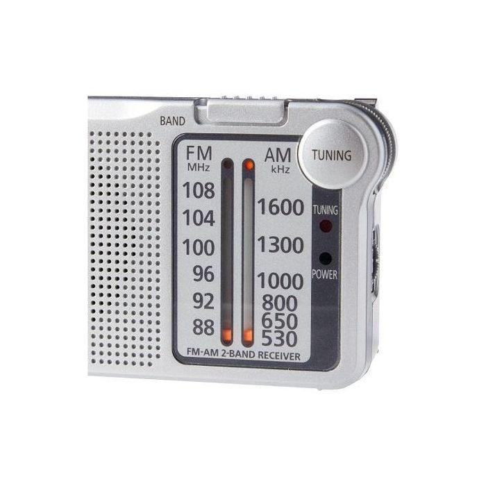 Panasonic Radio Portátil AM/FM con Altavoz y Entrada para Auriculares, Plata 1 Panasonic Radio Portátil AM/FM con Altavoz y Entrada para Auriculares, Plata 1