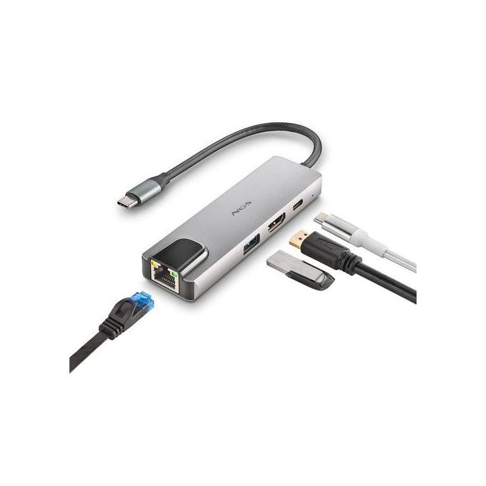 NGS WONDERDOCKSUPRA Docking USB Tipo-C con HDMI 4K, USB-C PD 100W, USB 3.0 y RJ45 Gigabit Ethernet