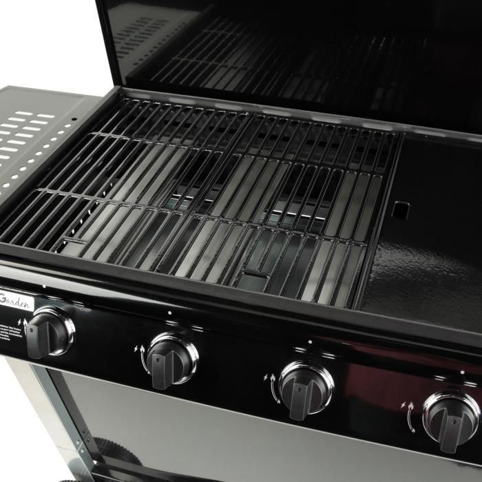 Grill Garden Barbacoa Gas 4 Quemadores, Superficie 76x41 cm, Parrilla Plancha, Encendido Piezoeléctrico, Tapa y Funda Protectora, Ruedas 3 Grill Garden Barbacoa Gas 4 Quemadores, Superficie 76x41 cm, Parrilla Plancha, Encendido Piezoeléctrico, Tapa y Funda Protectora, Ruedas 3