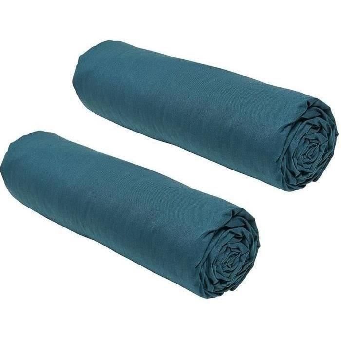 Conjunto de 2 cubiertas de hojas hoy esencial - 140 x 190 cm - 2 personas - 100% algodón - Peacock Conjunto de 2 cubiertas de hojas hoy esencial - 140 x 190 cm - 2 personas - 100% algodón - Peacock