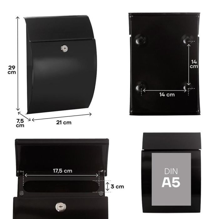 Arregui Buzón Galán Exterior Acero Negro 21 x 7,5 x 29 cm 3