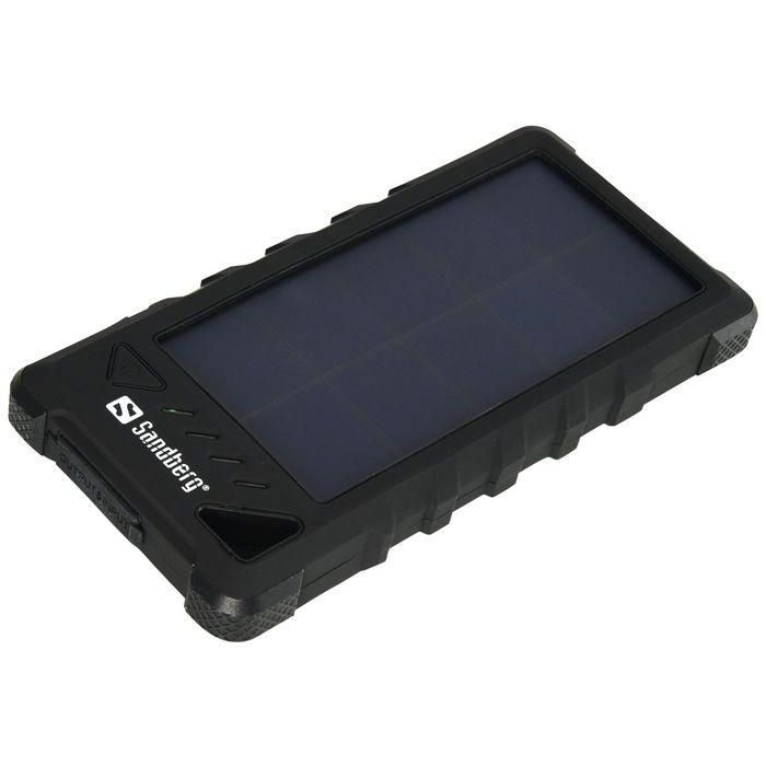 Sandberg Outdoor Solar Powerbank 16000 mAh Impermeable, Batería Externa Portátil con Carga Solar y USB Doble para Teléfonos y Tablets