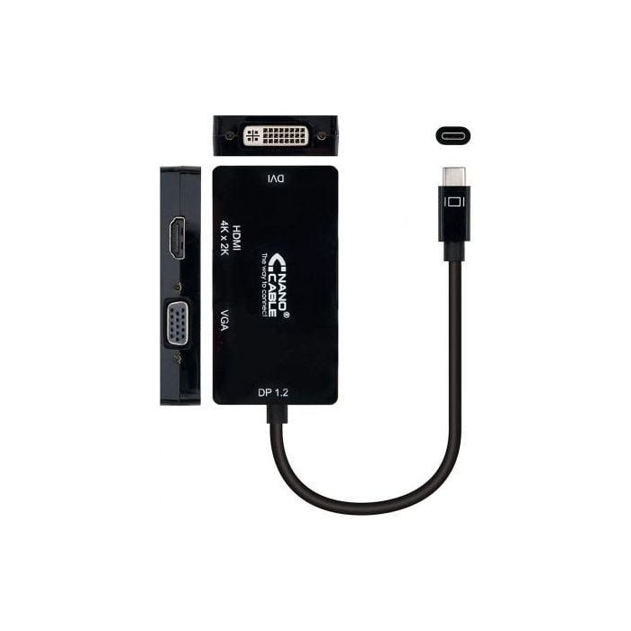 Adaptador USB-C a VGA/HDMI/DVI NANOCABLE 10.16.4301-BK (10 cm) Negro 10 cm 1 Adaptador USB-C a VGA/HDMI/DVI NANOCABLE 10.16.4301-BK (10 cm) Negro 10 cm 1