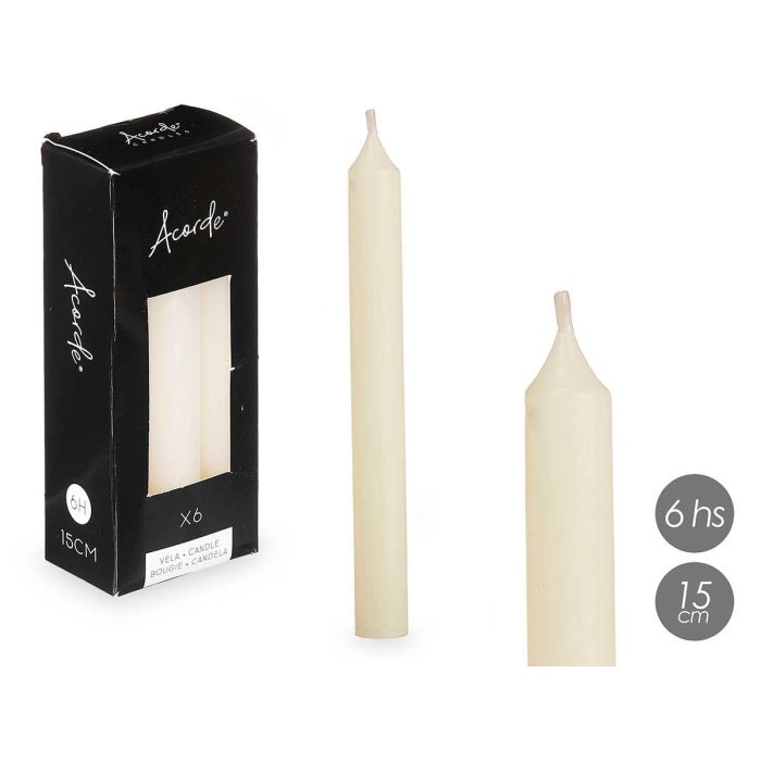 Set 6 Cirios Crema 15 Cm 6 Horas Acorde (12 Unidades) Set 6 Cirios Crema 15 Cm 6 Horas Acorde (12 Unidades)
