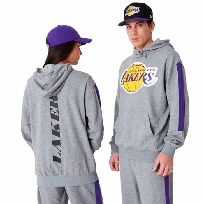Sudadera con Capucha Unisex New Era LA Lakers NBA Colour Block Gris M 1 Sudadera con Capucha Unisex New Era LA Lakers NBA Colour Block Gris M 1