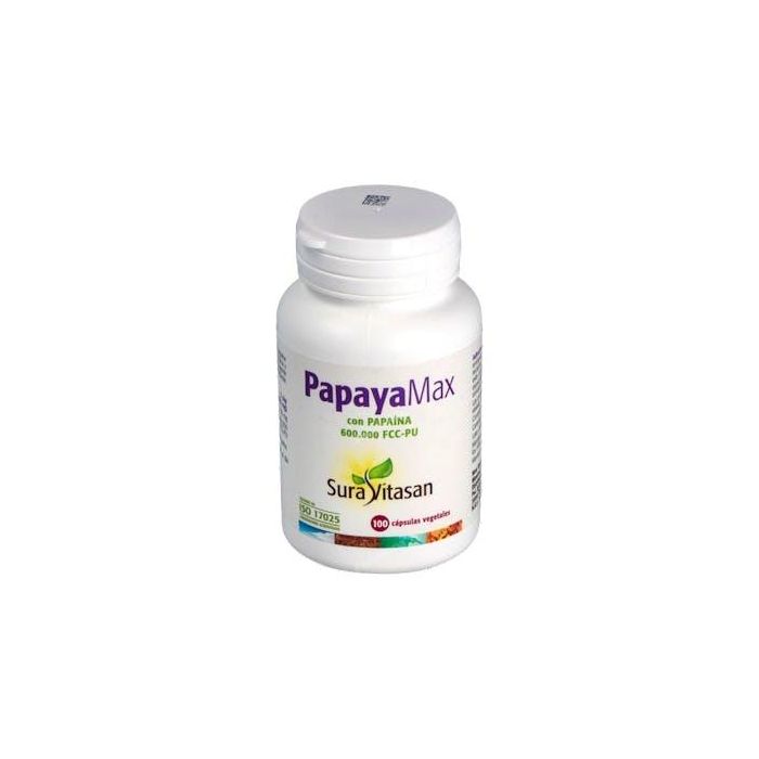SURA VITASAN Papaya Max 100 Cápsulas para Malestar Estomacal y Facilitar la Digestión de Proteínas
