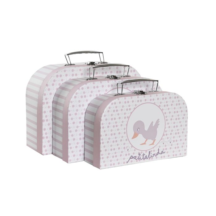 DKD Home Decor Caja Patito lindo 23 Baby Rosa Multicolor 28 x 20 x 9.5 cm Set de 3 3