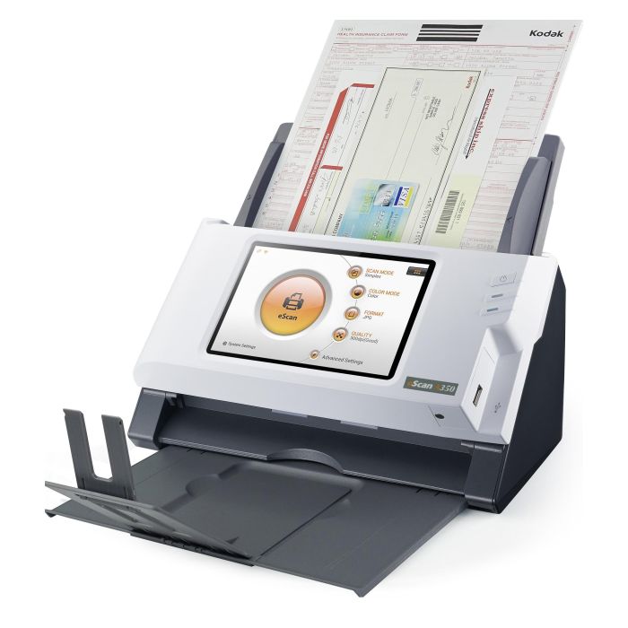 Plustek Escaner A350 Essential, 600x600 DPI, Escaner a Color, Escaneo Dúplex, Negro/Blanco, Pantalla LED 7" 7