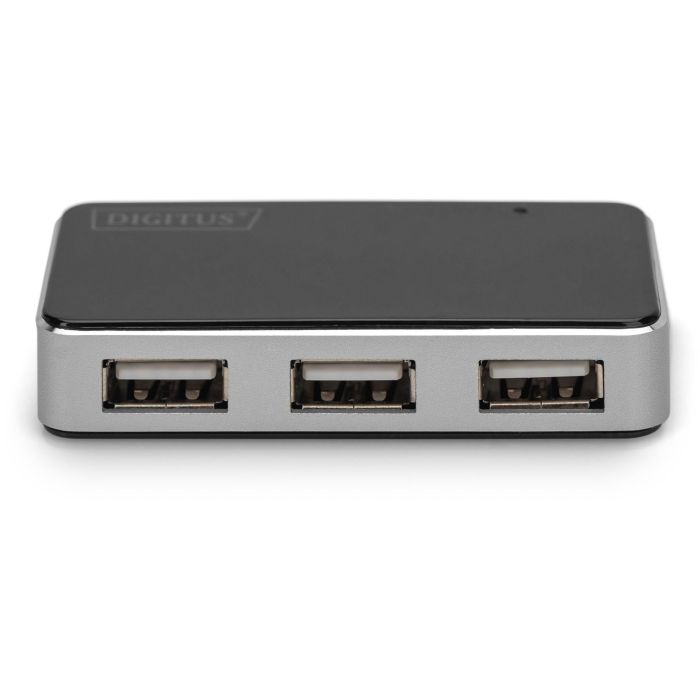 Digitus Hub USB 2.0 de 4 puertos, 480 Mbit/s, con fuente de alimentación, Plug & Play, negro/plata 3