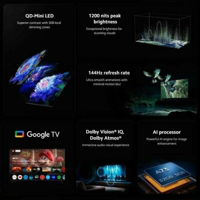 Xiaomi TV S Mini LED 75 2025 190,5 cm (75") 4K Ultra HD Smart TV Wifi Negro 1200 cd / m² 19 Xiaomi TV S Mini LED 75 2025 190,5 cm (75") 4K Ultra HD Smart TV Wifi Negro 1200 cd / m² 19