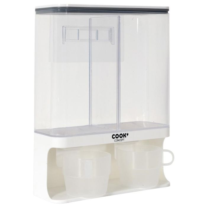 Cook Concept Dispensador 2 Compartimentos 3L para Cereales Café Frutos Secos con Vasos Graduados 0 Cook Concept Dispensador 2 Compartimentos 3L para Cereales Café Frutos Secos con Vasos Graduados 0