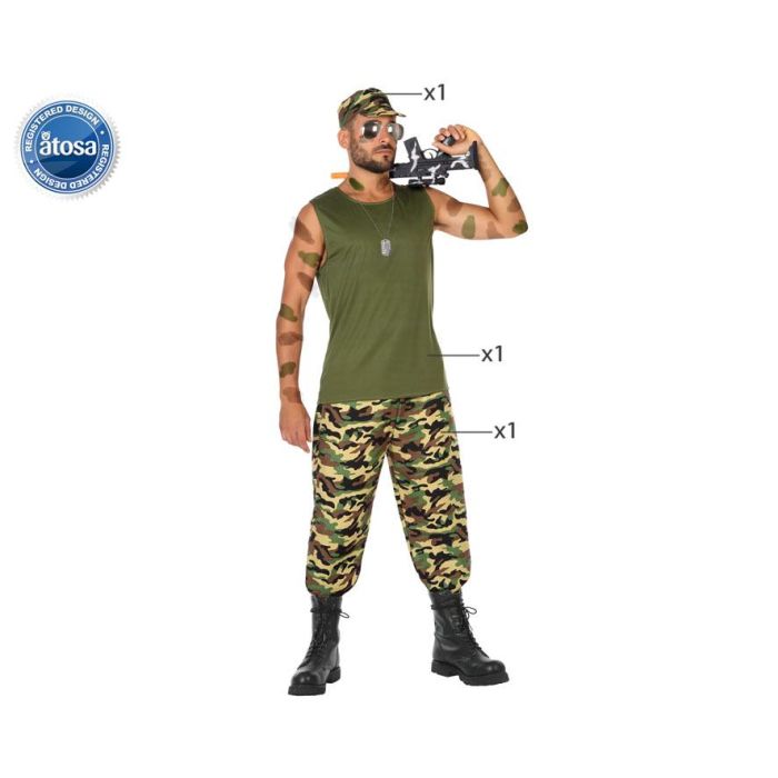 Disfraz Militar Hombre Adulto Camuflaje Verde M-L Disfraz Militar Hombre Adulto Camuflaje Verde M-L