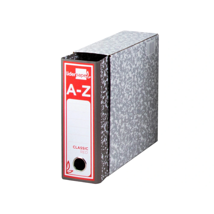 Liderpapel Classic Red Caja Archivador Cuarto Gris Carton Entrecolado 75mm Mecanismo Palanca 80mm Lomo 3