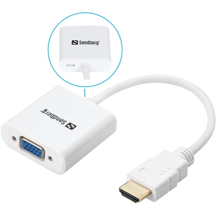 Sandberg Convertidor HDMI a VGA para Conectar Dispositivos Modernos a Pantallas Antiguas | Oficinas, Reuniones y Presentaciones 0 Sandberg Convertidor HDMI a VGA para Conectar Dispositivos Modernos a Pantallas Antiguas | Oficinas, Reuniones y Presentaciones 0