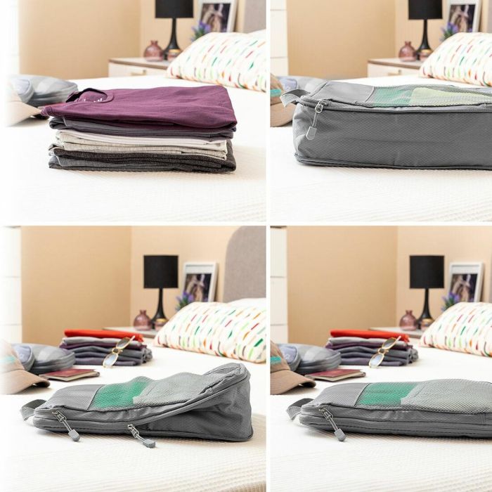 Bolsas Organizadoras de Compresión para Maletas Compakube InnovaGoods 4 Piezas 10 Bolsas Organizadoras de Compresión para Maletas Compakube InnovaGoods 4 Piezas 10