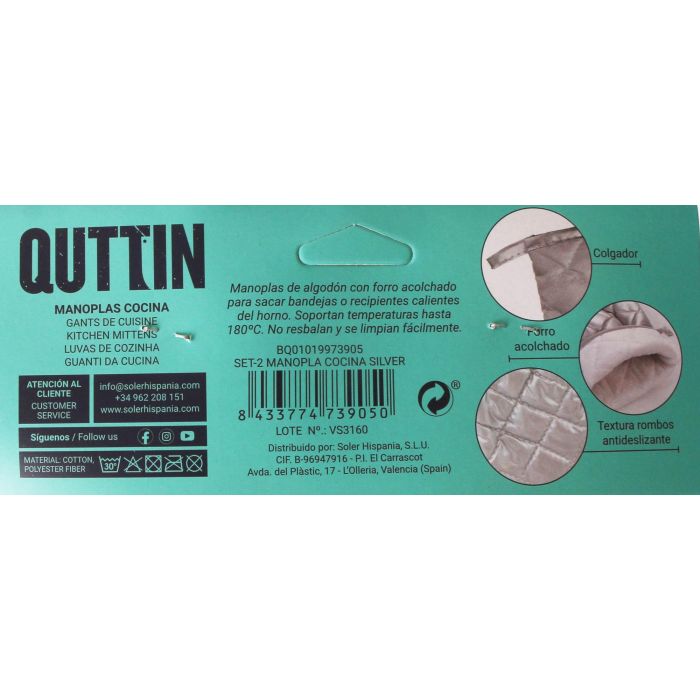 Set de 2 manoplas de cocina Silver - Quttin (24 Cajas) 9 Set de 2 manoplas de cocina Silver - Quttin (24 Cajas) 9