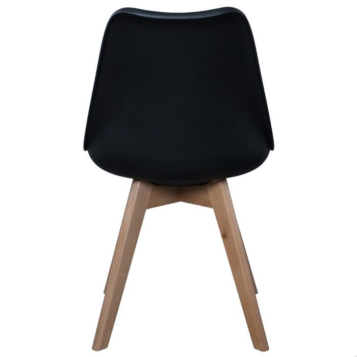 Home Deco Factory Silla COPENHAGUE Acolchada Negra Diseño Escandinavo Patas Madera Haya 49x58x81.5cm 3
