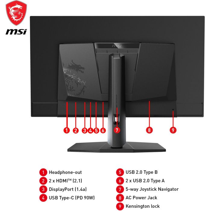 MSI MPG 321URXDE QD-OLED Monitor 80 cm (31.5") 4K UltraHD 240Hz 1ms USB-C Adaptive-Sync Negro 5