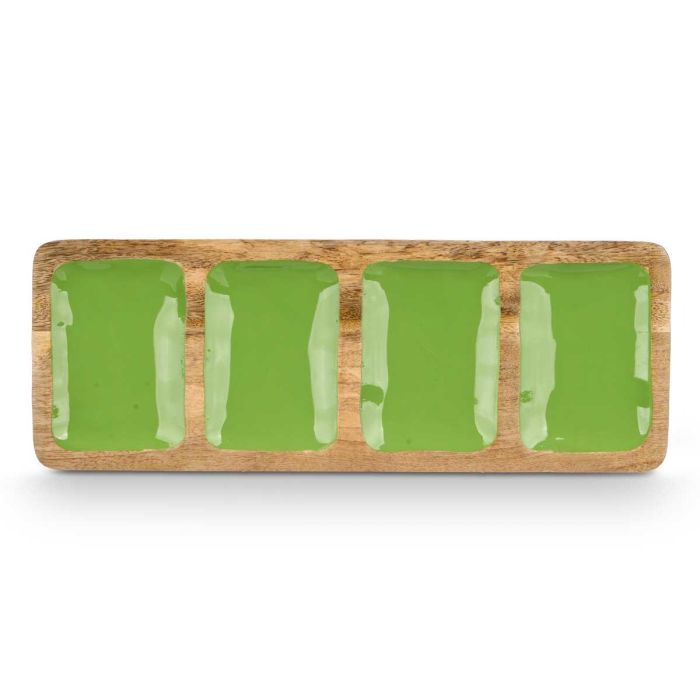 Bandeja Rectangular 4 Espacios Madera Mango Verde Giftdecor 46x17x3 cm (6 Unidades) 2 Bandeja Rectangular 4 Espacios Madera Mango Verde Giftdecor 46x17x3 cm (6 Unidades) 2