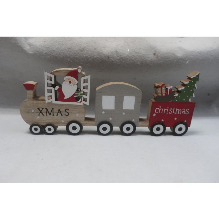 DKD Home Decor Decoración Navidad Tren Tradicional MDF Natural Rojo 2x16x40 cm 6 Unidades