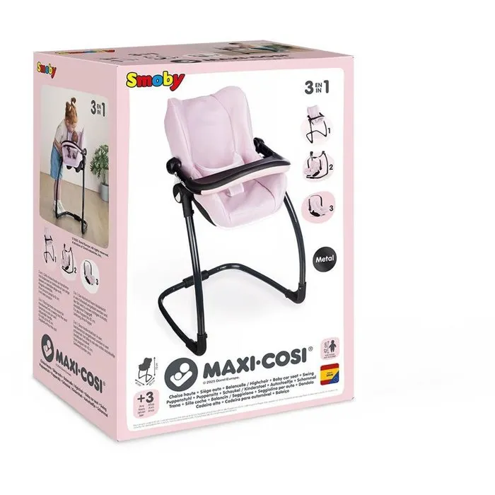Smoby Silla de coche + Trona 3 en 1 Maxi-Cosi para muñecas SMO3032162402429 a partir de 3 años Rosa 3