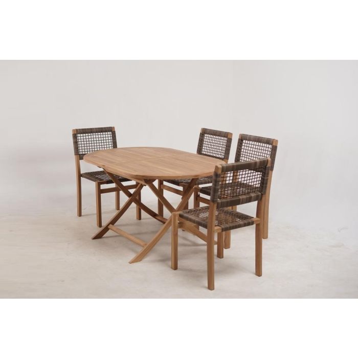 Mesa Terraza Y Jardin DKD Home Decor Natural Marron 90 x 75 x 150 cm Set de 5 1