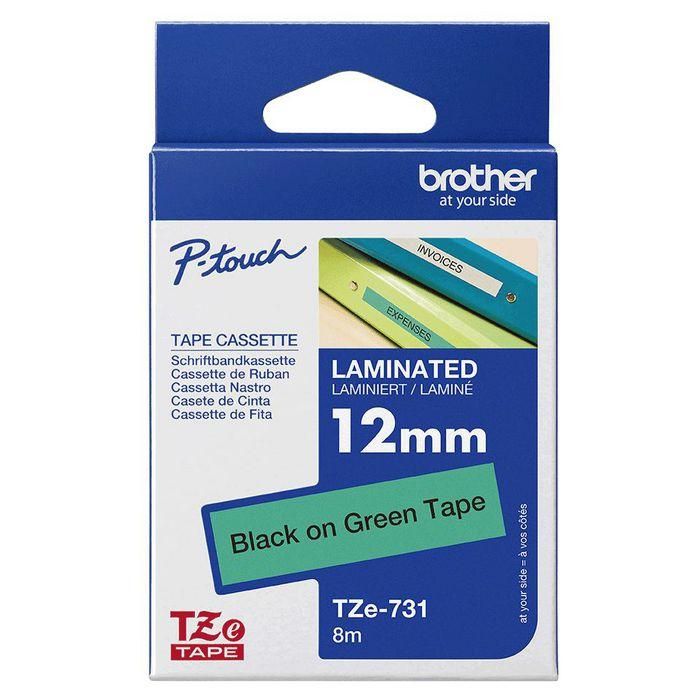 BROTHER Cinta laminada verde/ negro 12mm 1 BROTHER Cinta laminada verde/ negro 12mm 1
