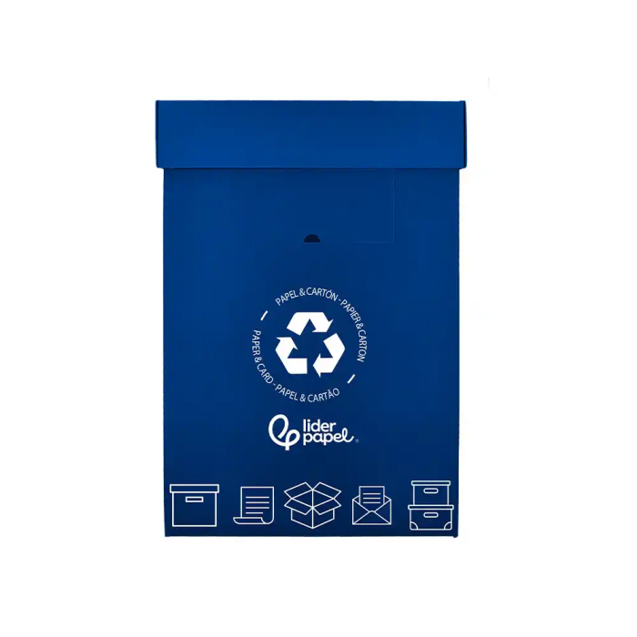 Liderpapel Contenedor Papelera Reciclaje Papel y Cartón 70 Litros Azul 450x350x650 mm 1