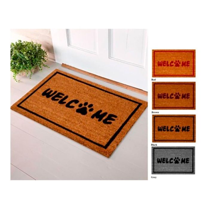 Edm Felpudo Welcome 60x40cm Fibra de Coco y PVC - Marrón/Negro 1 Edm Felpudo Welcome 60x40cm Fibra de Coco y PVC - Marrón/Negro 1