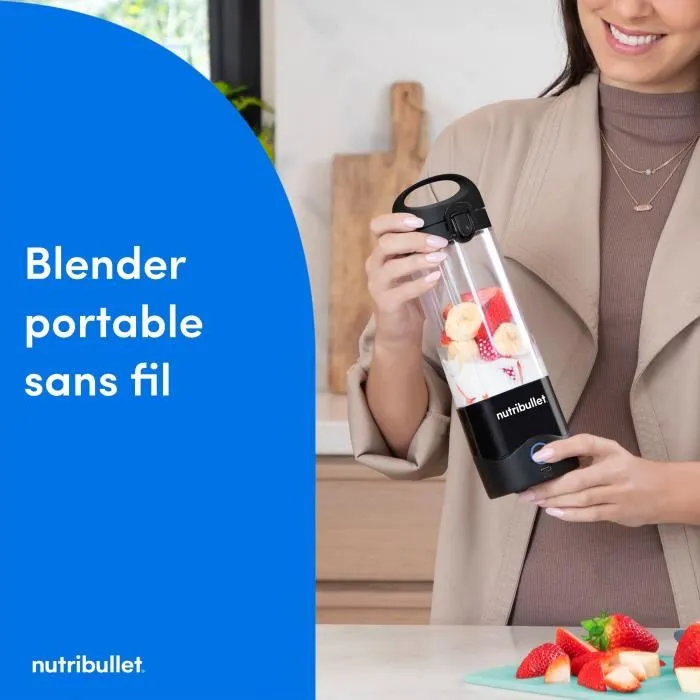 Nutribullet NBP003B Licuadora Portátil 100W 0,475L Libre de BPA Negra Incluye Botella de Agua 1