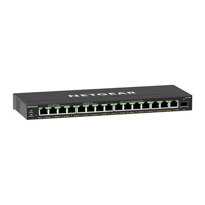 NETGEAR GS316EP-100PES Switch Gigabit Gestionado 16 Puertos (15 PoE+), 32 Gbit/s, 180W PoE, QoS, VLAN, Full Duplex
