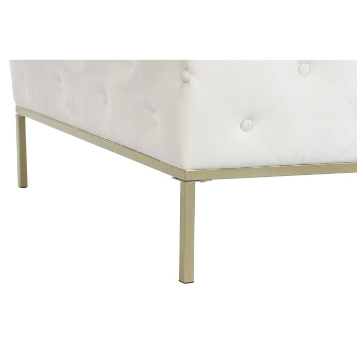Banqueta DKD Home Decor Blanco Dorado Metal 100 x 100 x 45 cm 4