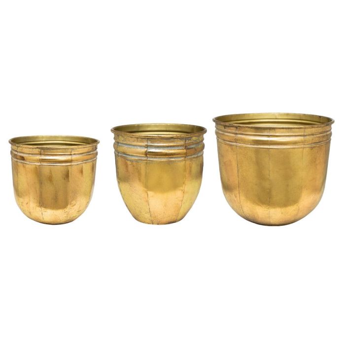 Set de Maceteros Romimex Dorado Metal 38 x 33 x 38 cm 3 Piezas