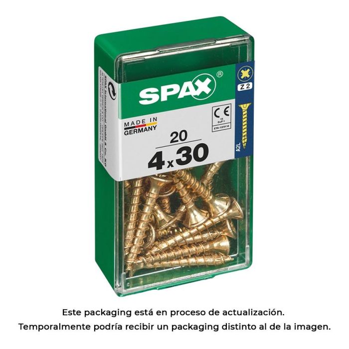 Spax 4081020400301 Tornillo Universal Rosca Completa Madera Cabeza Plana Yellox 4,0x30mm Ranura Z2 4CUT - Caja 20 unidades 0 Spax 4081020400301 Tornillo Universal Rosca Completa Madera Cabeza Plana Yellox 4,0x30mm Ranura Z2 4CUT - Caja 20 unidades 0