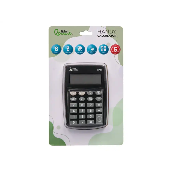 Liderpapel Calculadora de Bolsillo xf01 8 Dígitos Pilas Color Negro 99x64x9 mm 1