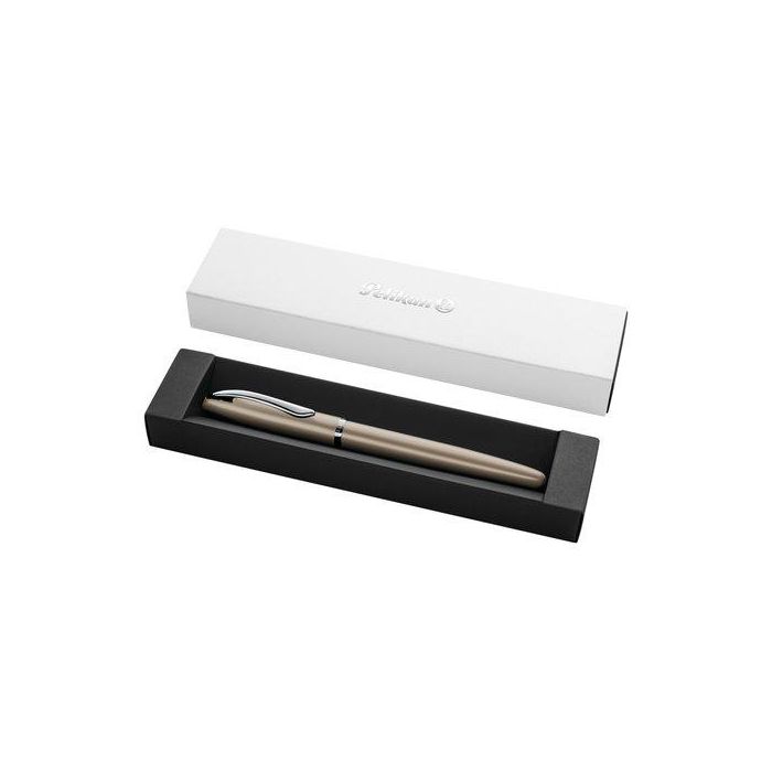 Pelikan Pluma Estilográfica Jazz Noble Elegance Plumín M Tinta Azul Cuerpo Pardo con Estuche de Regalo