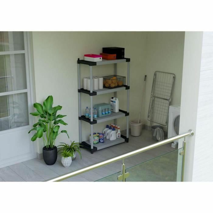 Tood Estante de plástico TOO8019053053170 - 4 estantes - Carga 80 kg por estante - 80x40x168 cm - Negro/gris 5