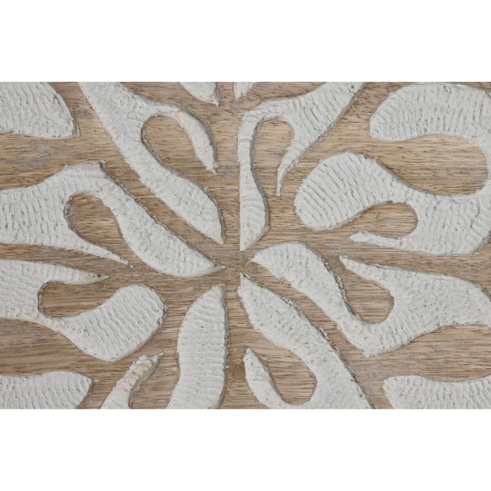 Decoración de Pared Home ESPRIT Blanco Natural Floral 60 x 2,5 x 60 cm (4 Piezas) 2