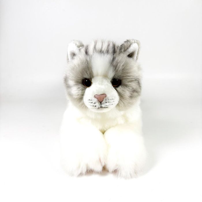 Peluche Gato Gris Y Blanco Tumbado 25Cm 939D00300 Bocalan 2
