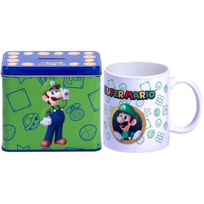 Hucha + taza Luigi Super Mario Bros Nintendo 2 Hucha + taza Luigi Super Mario Bros Nintendo 2