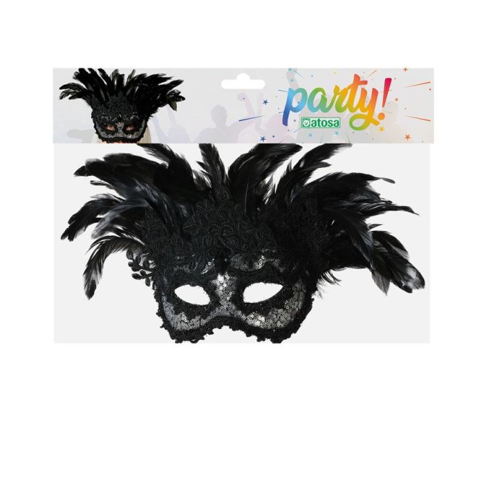 Antifaz Plumas Negro 1