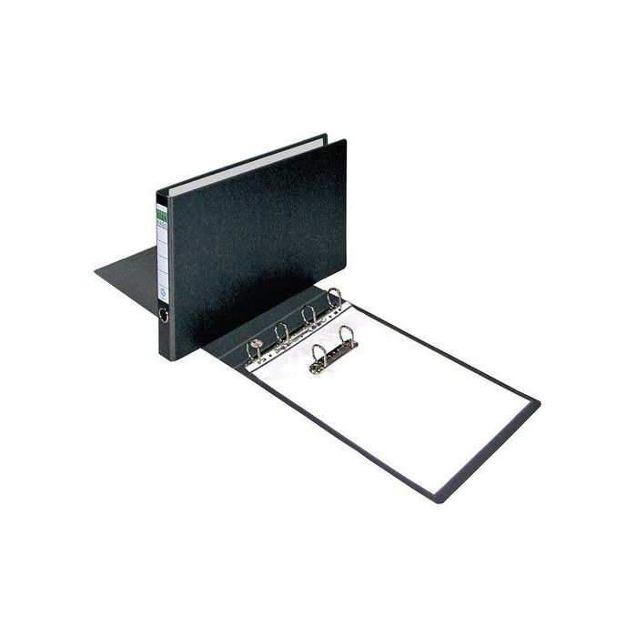 Elba Carpeta de Anillas A3 Apaisado, Lomo 50 mm, Cartón Compacto Negro