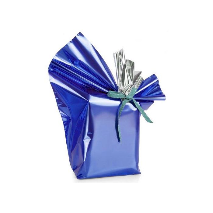 Papel De Regalo Bobina Colibri 60 Cm X 15 M Doble Azul Metalizado