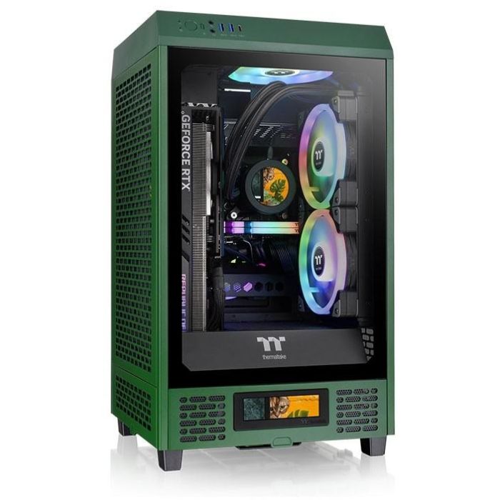 Thermaltake The Tower 200 TG Dark Green Mini Tower PC Verde Oscuro Mini-ITX para Gaming con Panel de Vidrio Templado