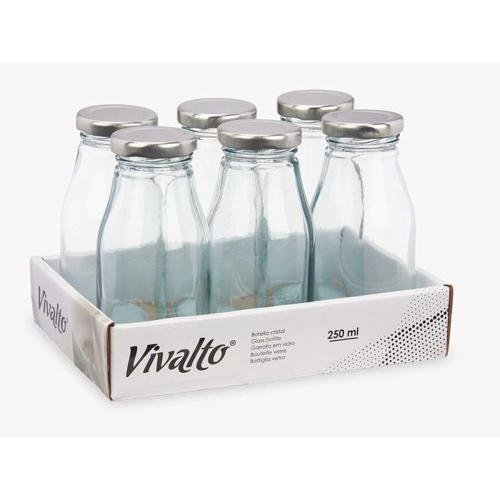 Botella Cristal Mini Tapa Plata 250 Ml Vivalto 5x13x5cm (48 Unidades) 2 Botella Cristal Mini Tapa Plata 250 Ml Vivalto 5x13x5cm (48 Unidades) 2