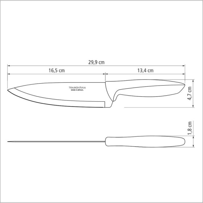 Cuchillo Chef Tramontina Plenus Negro 7" Acero Inoxidable 3