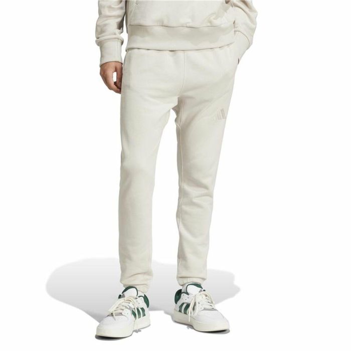 Pantalón Largo Deportivo Adidas All Szn French Terry Regular Tapered Blanco Beige Hombre 4